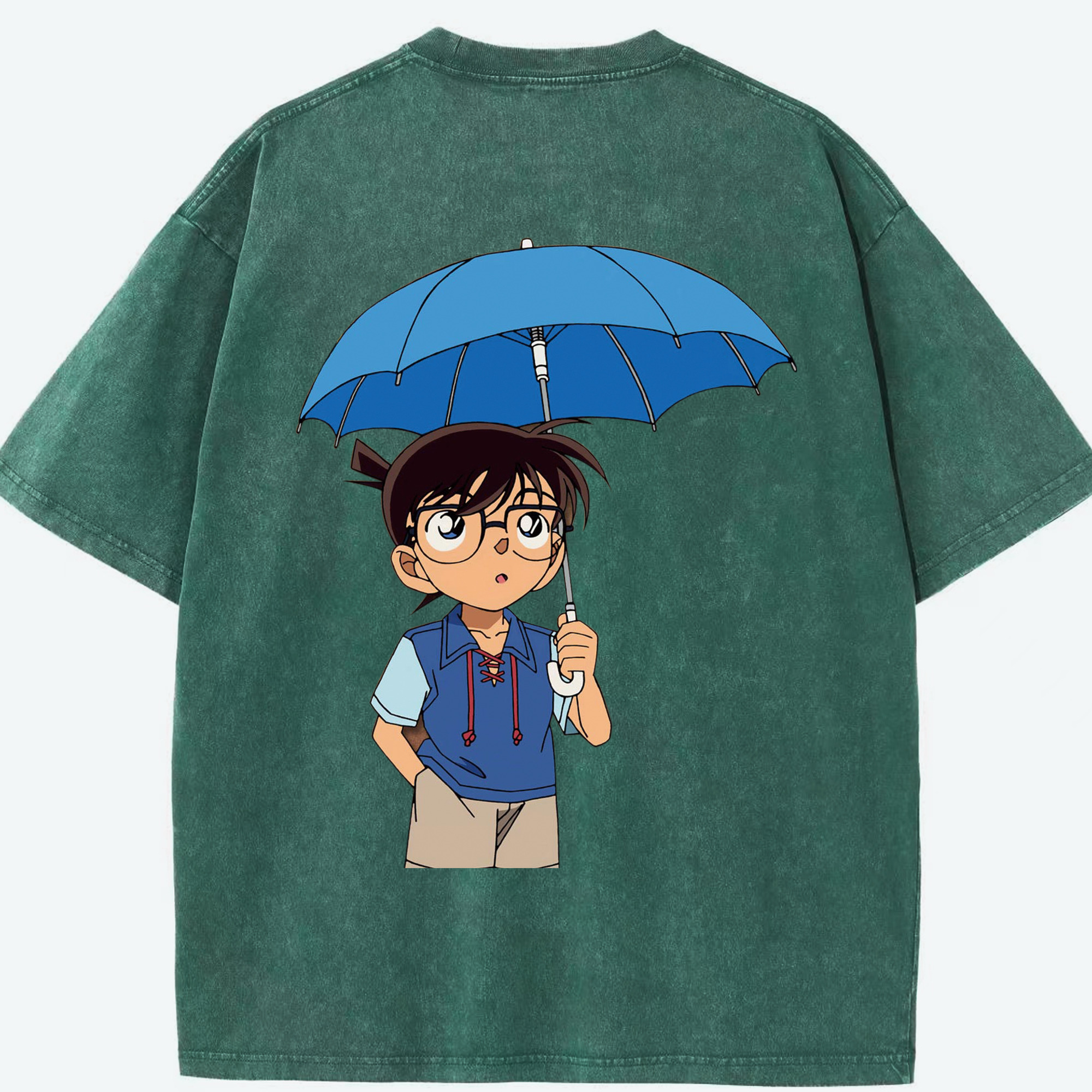 （画像用） 名探偵コナン 江戸川 コナン Detective Conan Conan Edogawa 綿100% ヴィンテージ風 半袖Tシャツ（背面プリント）